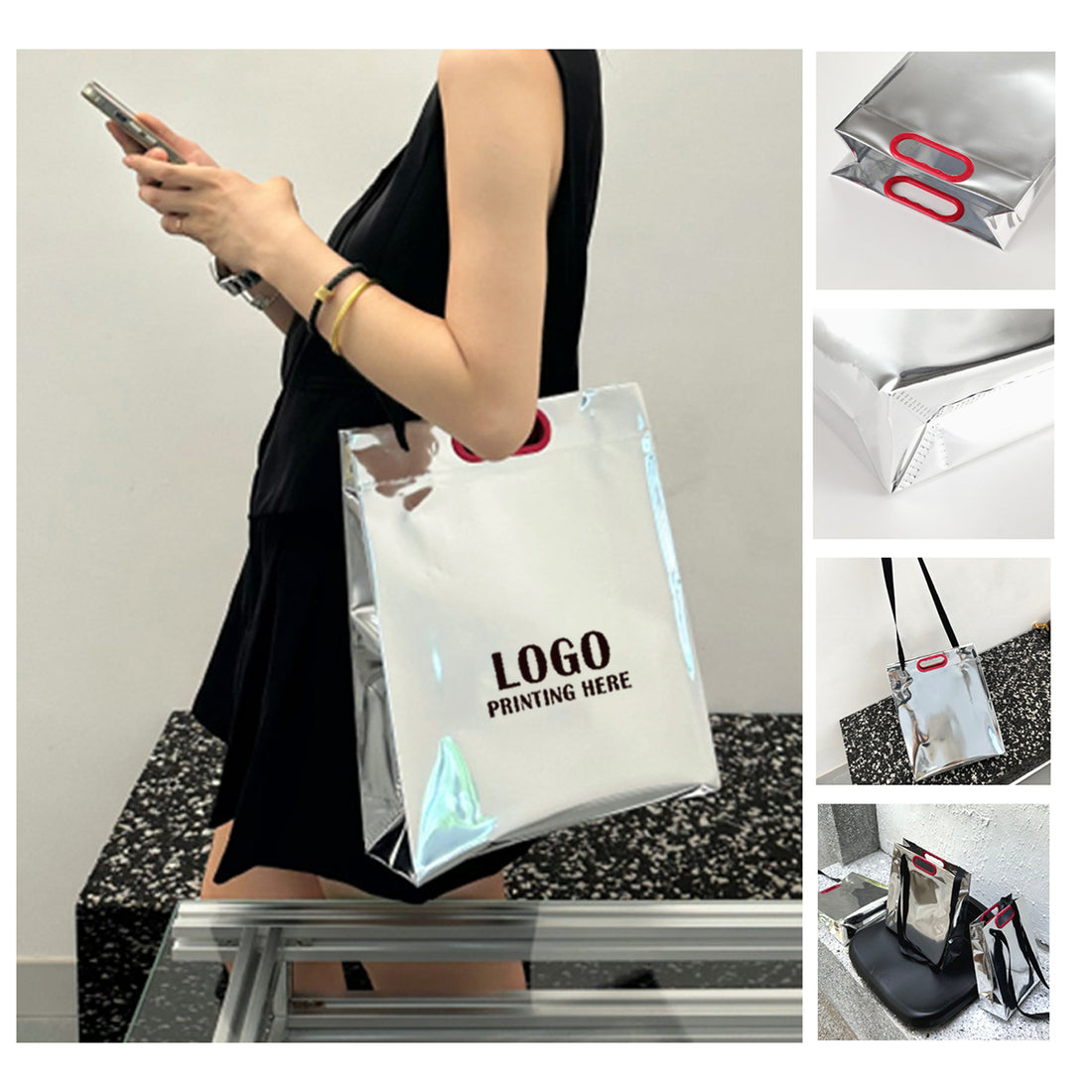 SUPSRC88 Silver Laser Reusable Gift Bag