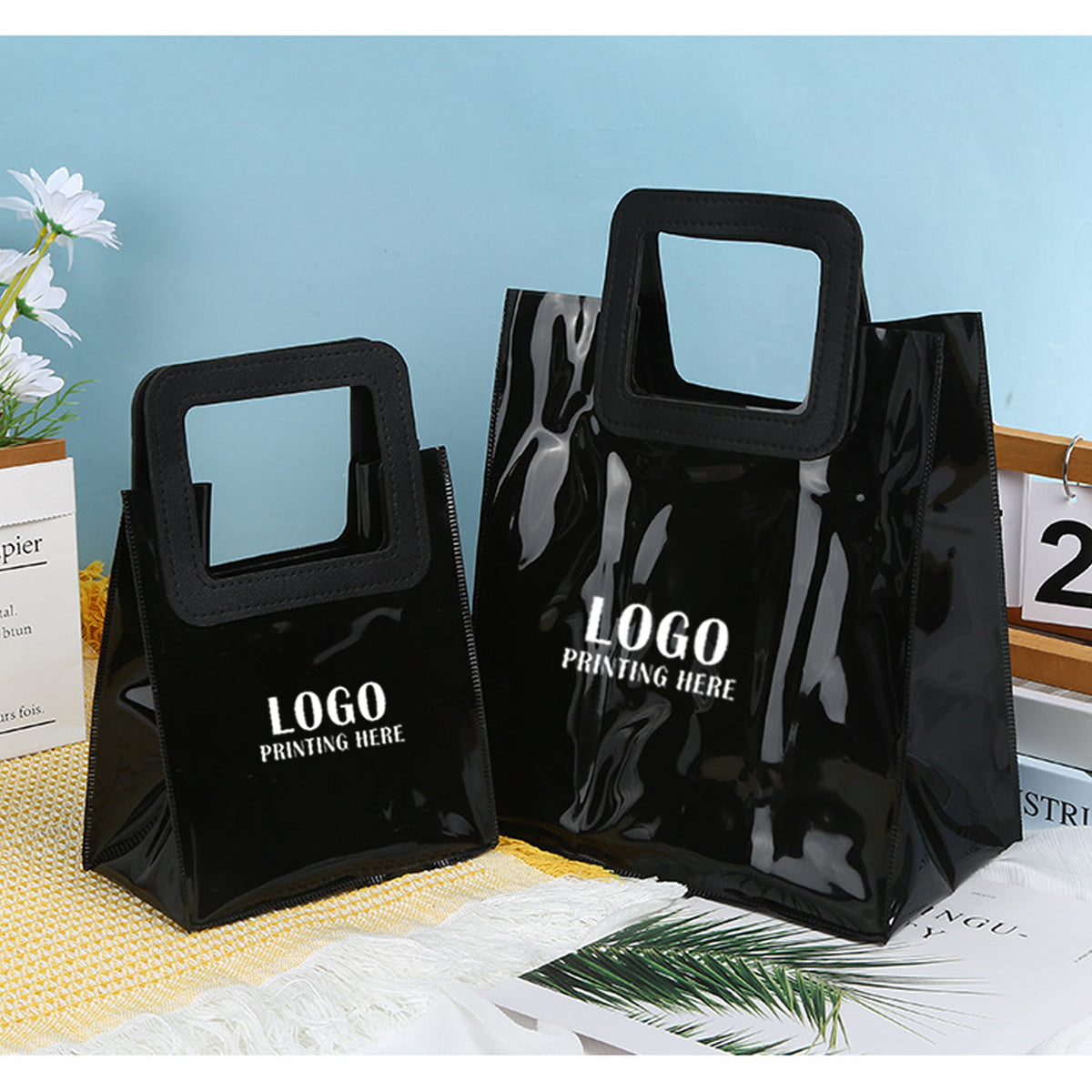 SUPSRC90 Resuable Jelly Black Tote Bag With Handle