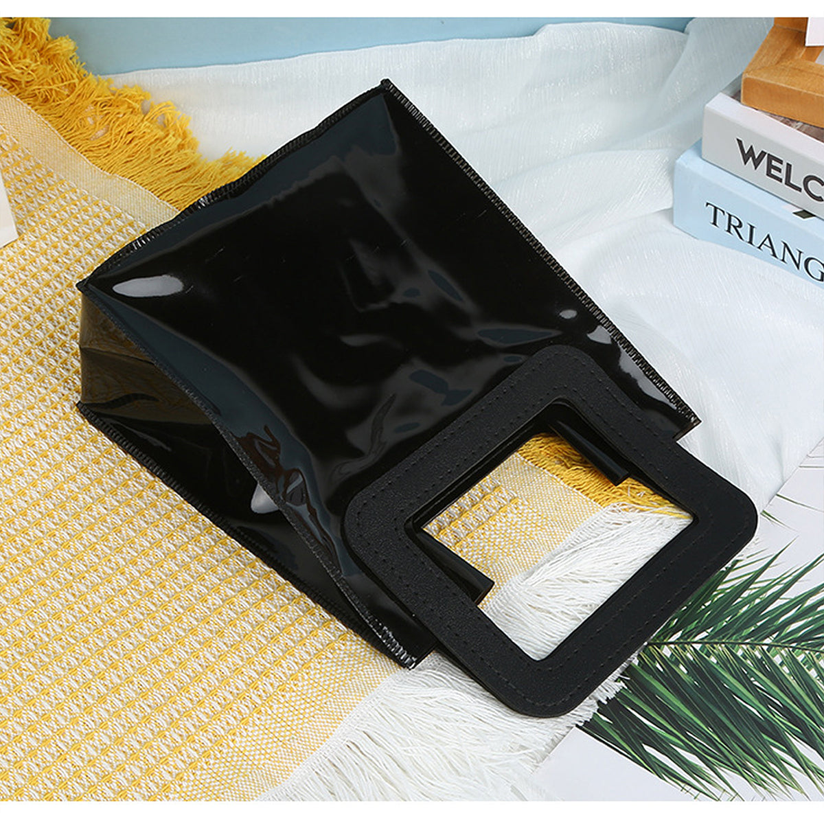 SUPSRC90 Resuable Jelly Black Tote Bag With Handle