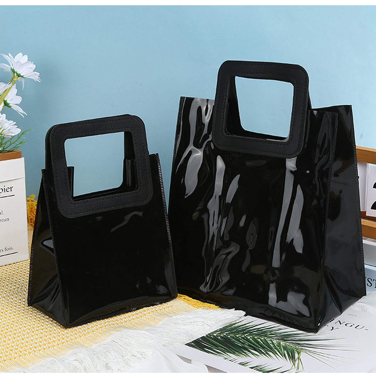 SUPSRC90 Resuable Jelly Black Tote Bag With Handle