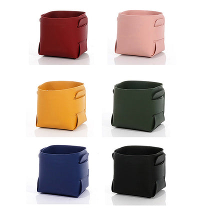 HUPSRC21 Cube Leather Box Storage Basket