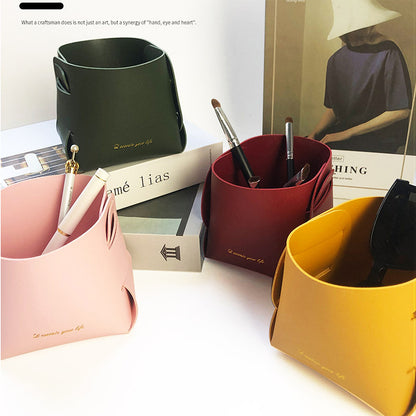 HUPSRC21 Cube Leather Box Storage Basket