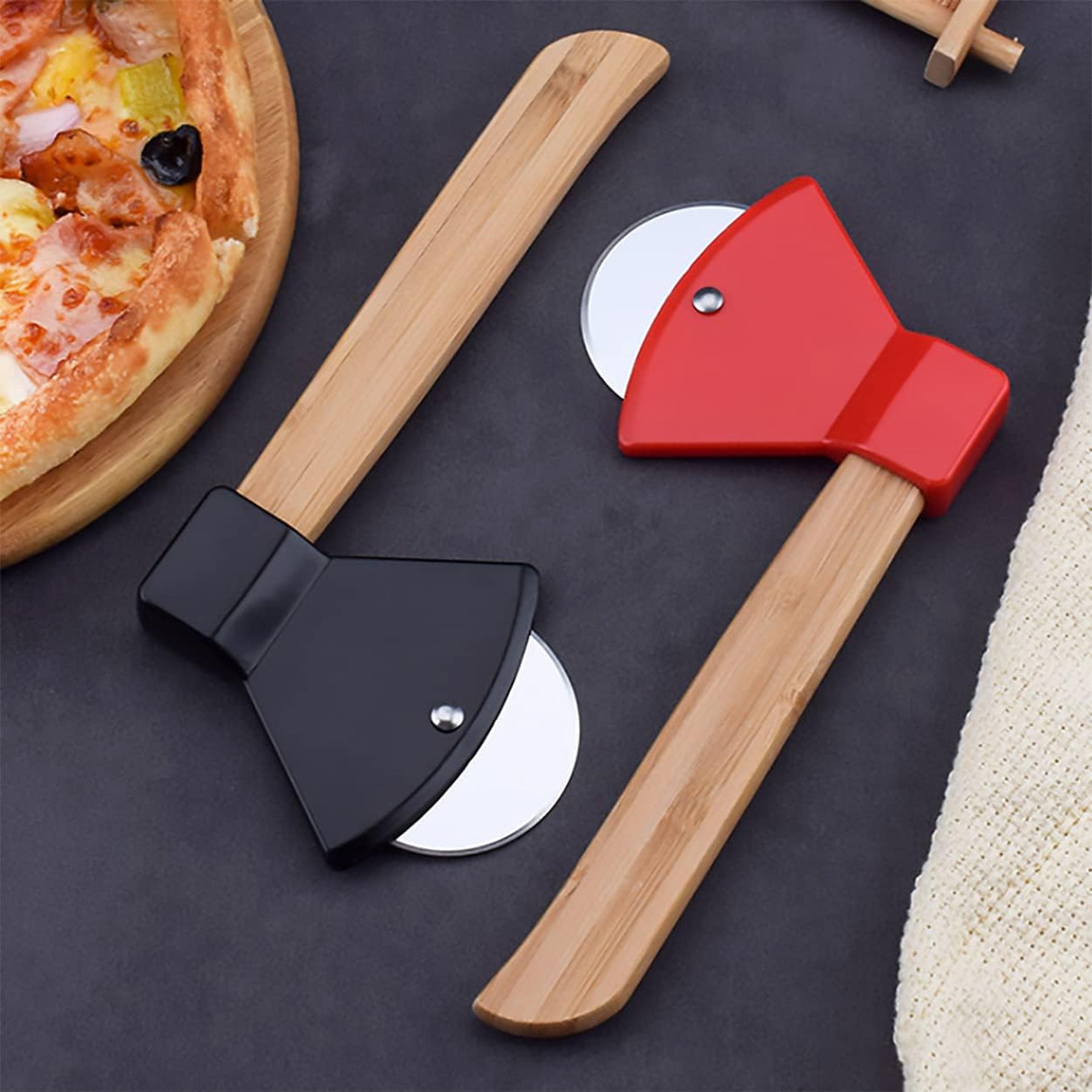 SUPSXA12 A Pizza Knife In The Shape Of A Wooden Axe