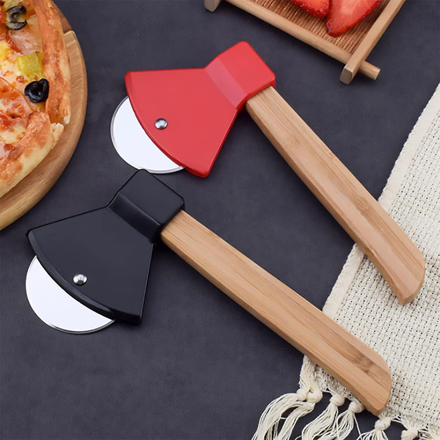 SUPSXA12 A Pizza Knife In The Shape Of A Wooden Axe